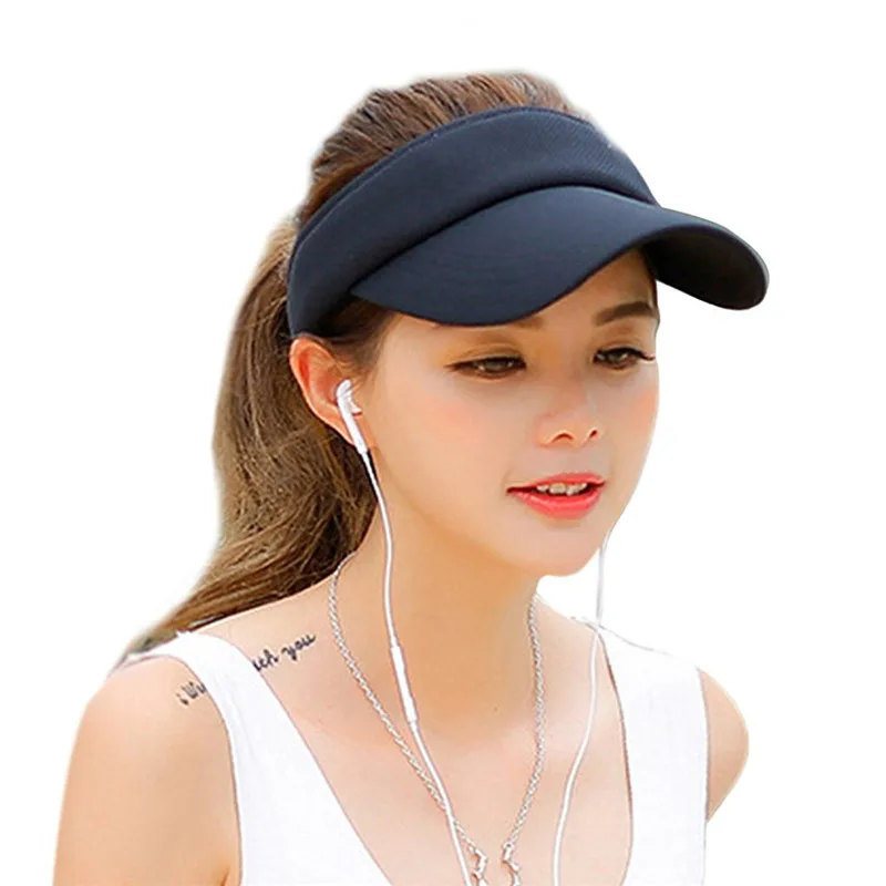 

Sports Sun Cap Men Women Adjustable Polyester Visor UV Protection Top Empty Tennis Golf Running Sunscreen Hat
