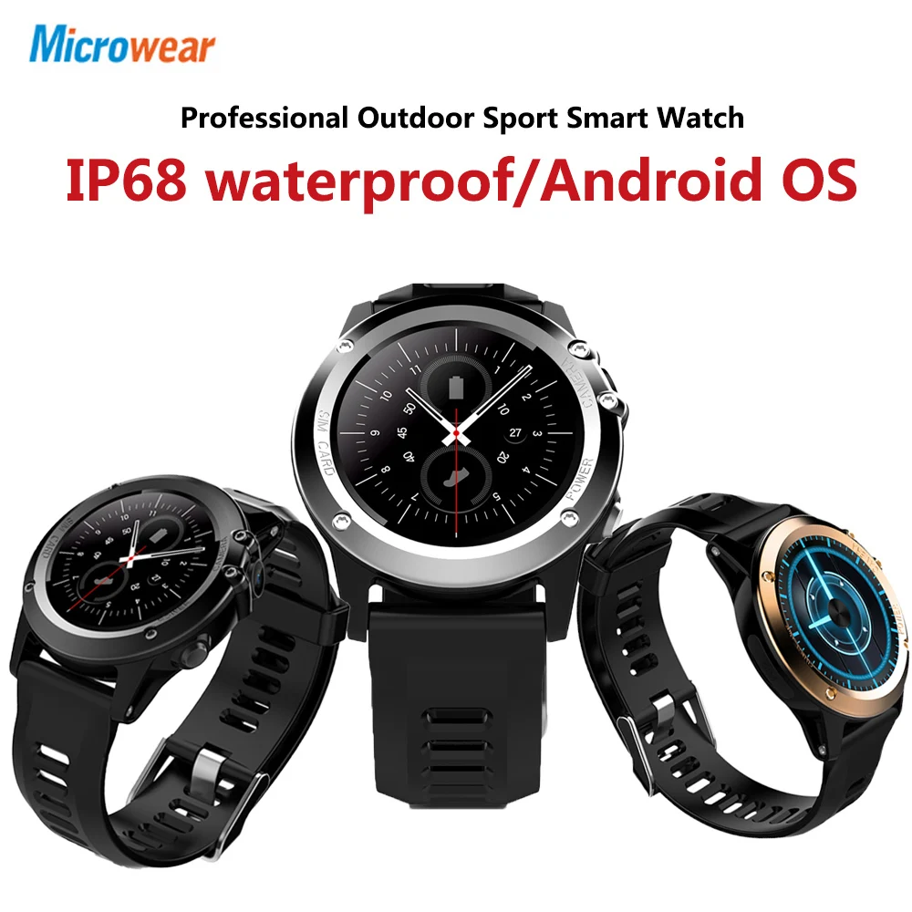 

H1 Microwear SmartWatch Android 4.4 IP68 Waterproof MTK6572 BT 4.0 3G Wifi GPS SIM For IOS Smartwatch Men Wearable Devices