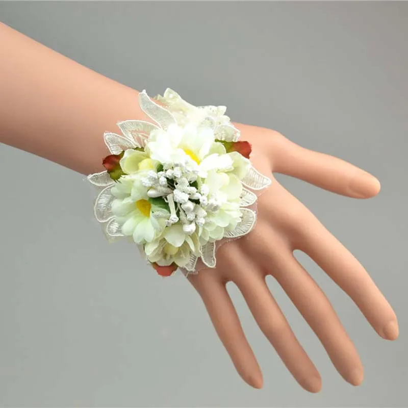 Multicolor Artificial Silk Flower Bridesmaid Wrist Corsage Elastic Multicolor Artificial Silk Flower Bridesmaid Wrist Corsage Elastic Prom Bracelet Wedding Hawaiian Party Bridal Supplies In Dried Flowers