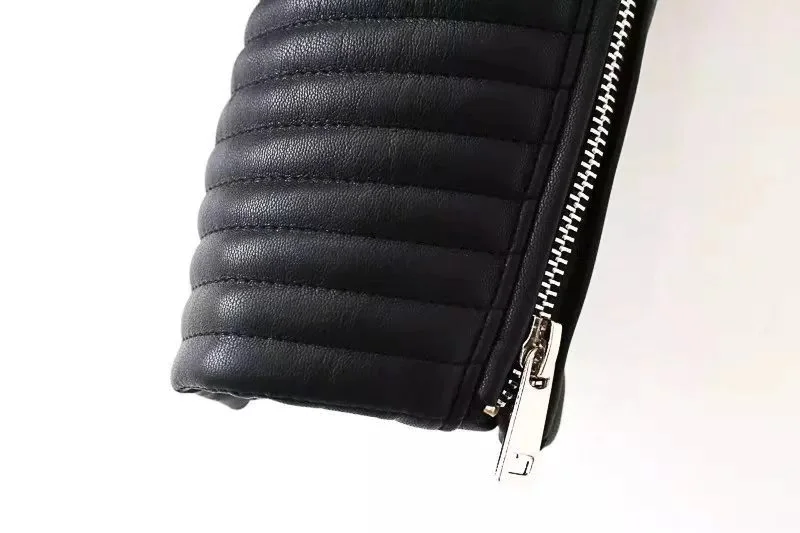 SheMujerSky кожаная куртка женская черная jaqueta de couro feminino veste cuir femme