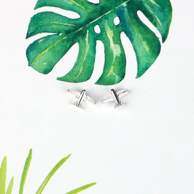 CHUKUI Stud Oorbellen Airplane Shaped Earrings Zircon Stud Earrings 925 Silver Set Pendientes Plata De Ley 925 Mujer Jade (7)