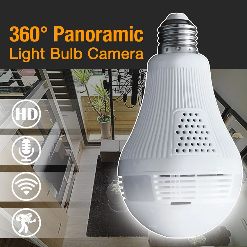 

Smart Home 960P 1080p bulb light IP camera 360 degree 3D VR Wireless wifi camera 1.3MP 2MP Home Security mini Cam