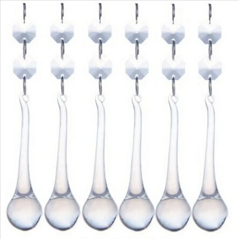 

10pcs/Lot Transparent Color Crystal Raindrop With Octagon Beads Chandelier Prisms Pendants Lamp Curtain Diy Suncatcher Part