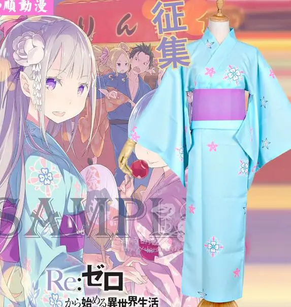 Аниме Re:Zero kara Hajimeru Isekai Seikatsu костюмы для косплея платье горничной японское кимоно