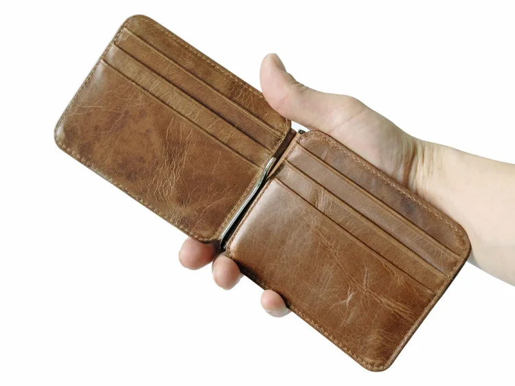 Модные простые мужские кожаные зажимы для денег в стиле ретро, натуральная кожа, зажим для доллара, многофункциональный набор кредитных карт, многофункциональные сумки для карт