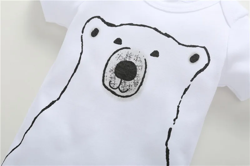 Комбинезон для новорожденных мальчиков от 0 до 18 месяцев, комбинезон для малыша Девочки, одежда хлопковый комбинезон-унисекс, Летний комбинезон для малышей, одежда для малышей с белым медведем