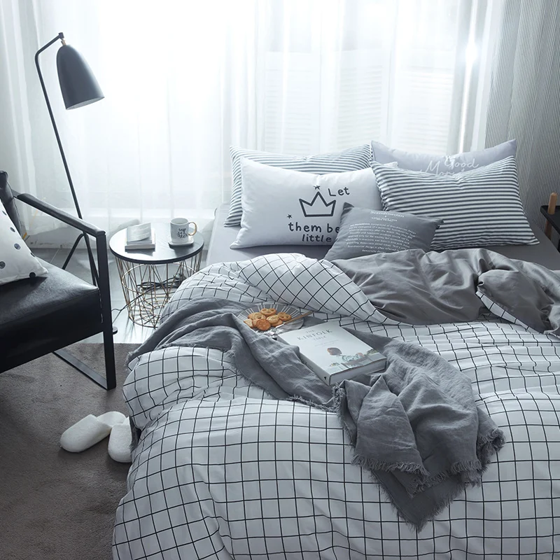 100 Cotton Plaid Duvet Cover Set Twin Queen King Brief Men S