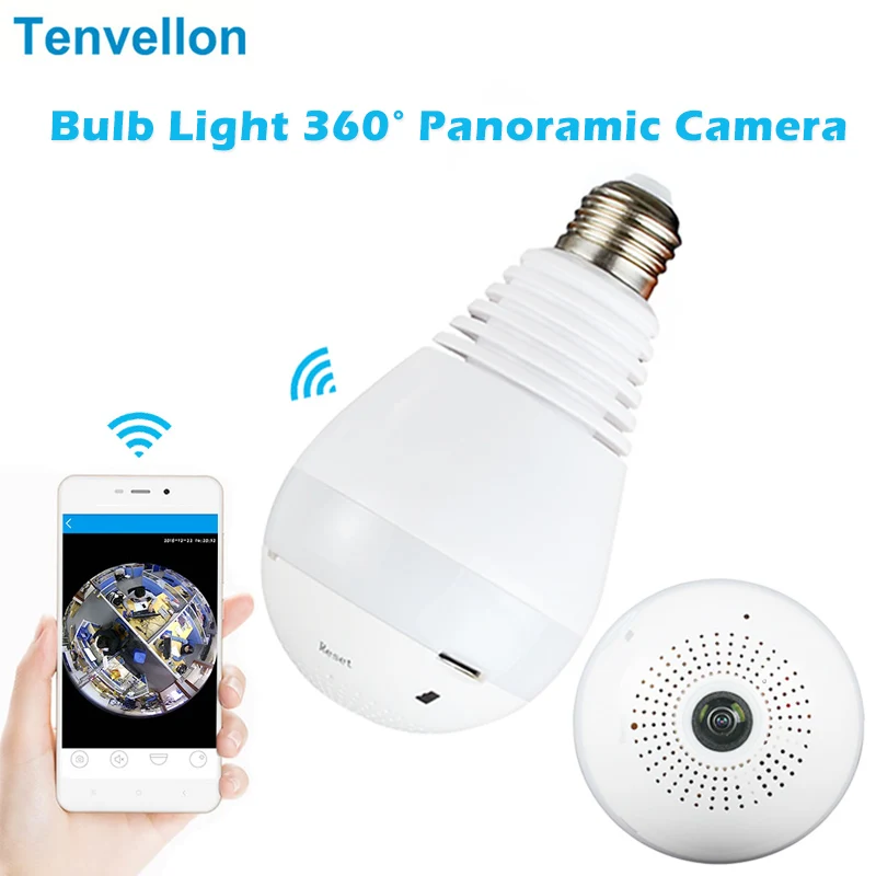 Bulb Light Wireless IP Camera FishEye HD 960P 360 degree Smart Home CCTV VR Camera 1.3MP Home Security WiFi Camera Panoramic