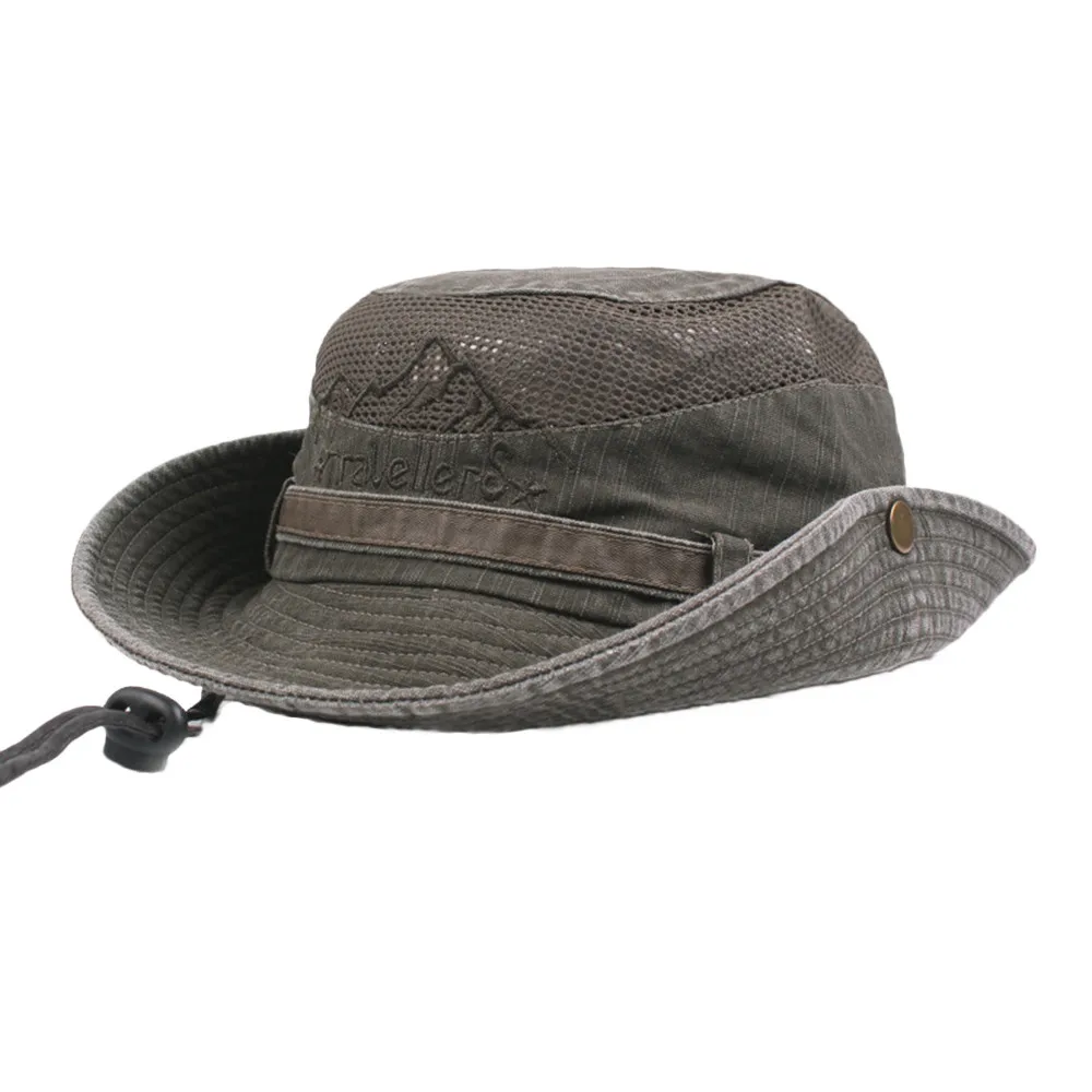 Летние рыбацкие шляпы для мужчин, хлопок, вышивка, козырек-сетка, Панама, шляпы рыбака, шляпа для альпинизма на открытом воздухе