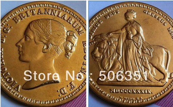 

wholesale British Vitoria 24-K gold-plated coins copy 100% coper manufacturing