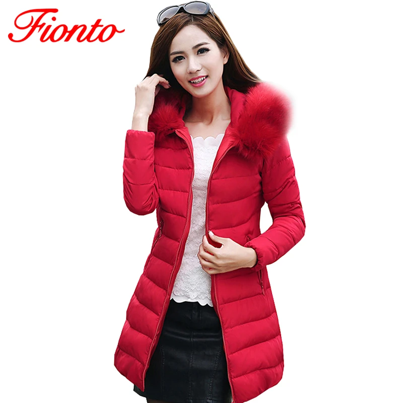 FIONTO chaquetas y abrigos invierno para mujer 2017 grueso cálido con capucha chaqueta de mujer mujer chaqueta de invierno Manteau Femme winter jackets|parka women winter jacketwinter jacket and coats -