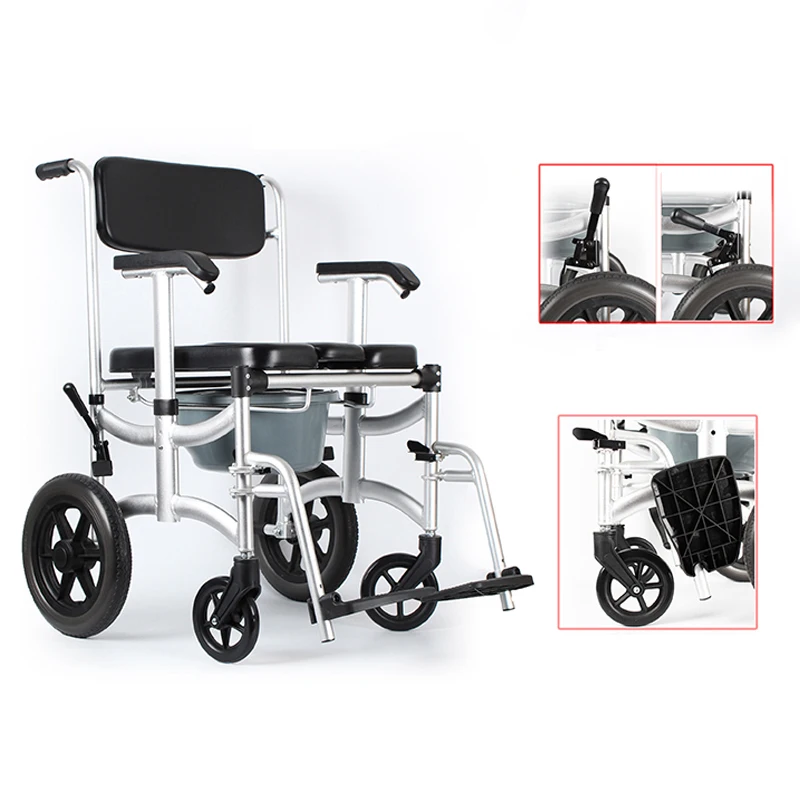 

High quality commode chair lightweight adjustable disabled bath toilet chair for disabled with wheels