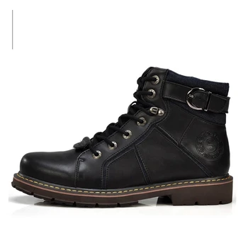 

Nice 2167 High Quality Man Ankle Boots Split Leather Men Work Boots Fashion Stainless Steel Buckle Design Men Martin Boots