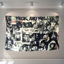 “ROCK AND ROLL” Metais pesados Música Rock Banners Pendurados Bandeira Adesivo de Parede Café Restaurante locomotiva clube Vivo Fundo Decor