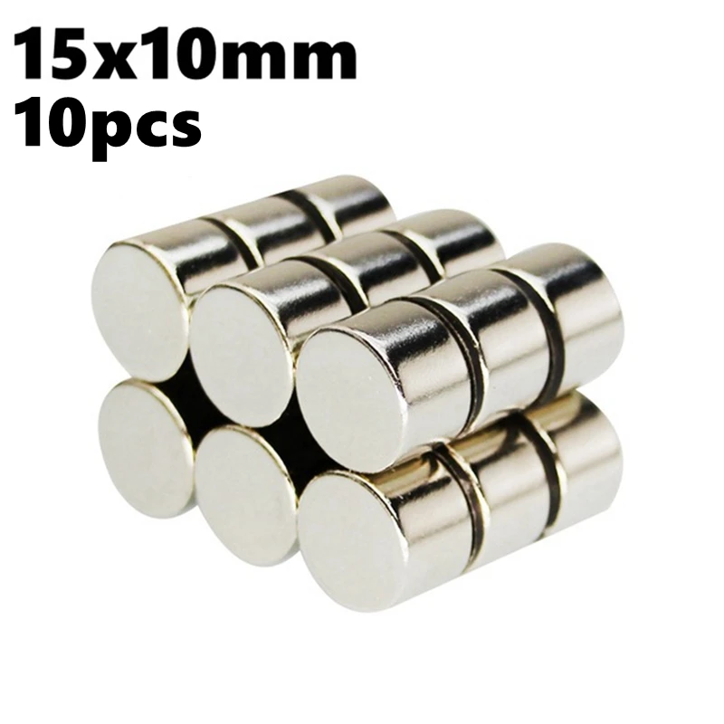 

Powerful Magnetic Cylinder Magnets 10pcs Disc 15mm x 10mm Round NdFeB N35 15x10 Rare Earth Imanes Strong Neodymium Magnet