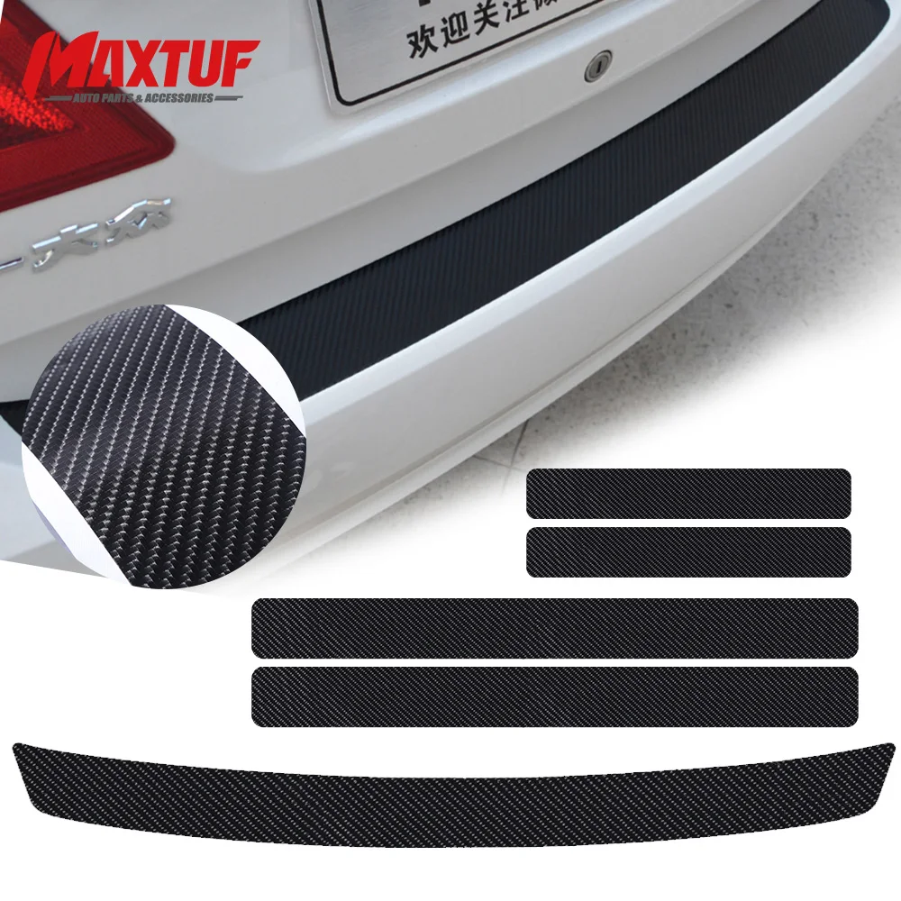 

MAXTUF 5Pcs 4D Carbon Fiber Vinyl Car Door Step Wrap Film Sticker Protection Decals Car Styling For Interior Exterior TP805