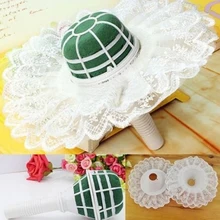 N2HAO новая 1 комплект Свадебные невесты держатель для букетов ручка белый кружевной воротник цветок держатель