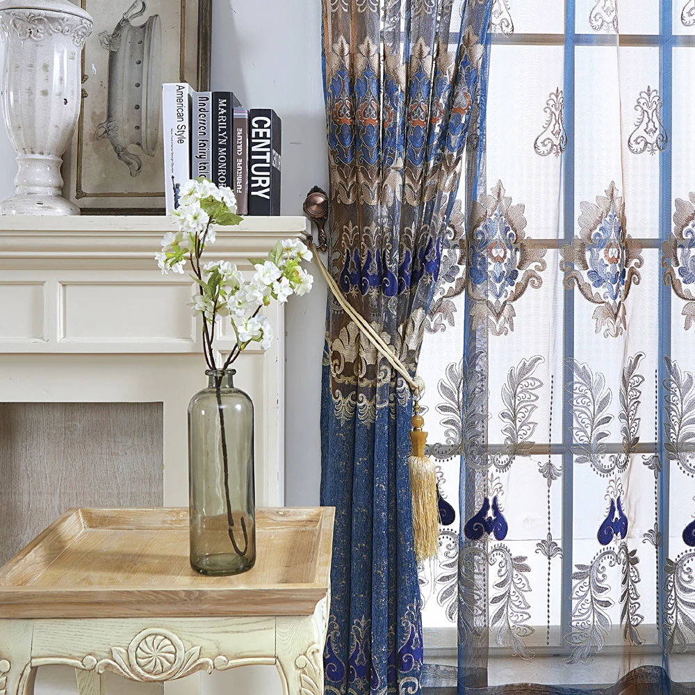 Luxury Window Treatments Luxury Deep Blue Curtains Tulle Sheer for The