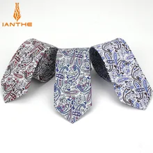 Хлопок, мужские цветные галстуки с принтом пейсли для мужчин, узкий галстук, тонкий обтягивающий галстук, свадебные винтажные Галстуки