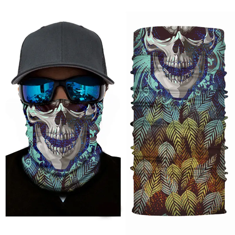 Nuoxintr Magic Head Face Mask Seamlessly Skull Halloween Scarf Mask Windproof Biker Motorcycle Scarf Outdoor Bandana Headband