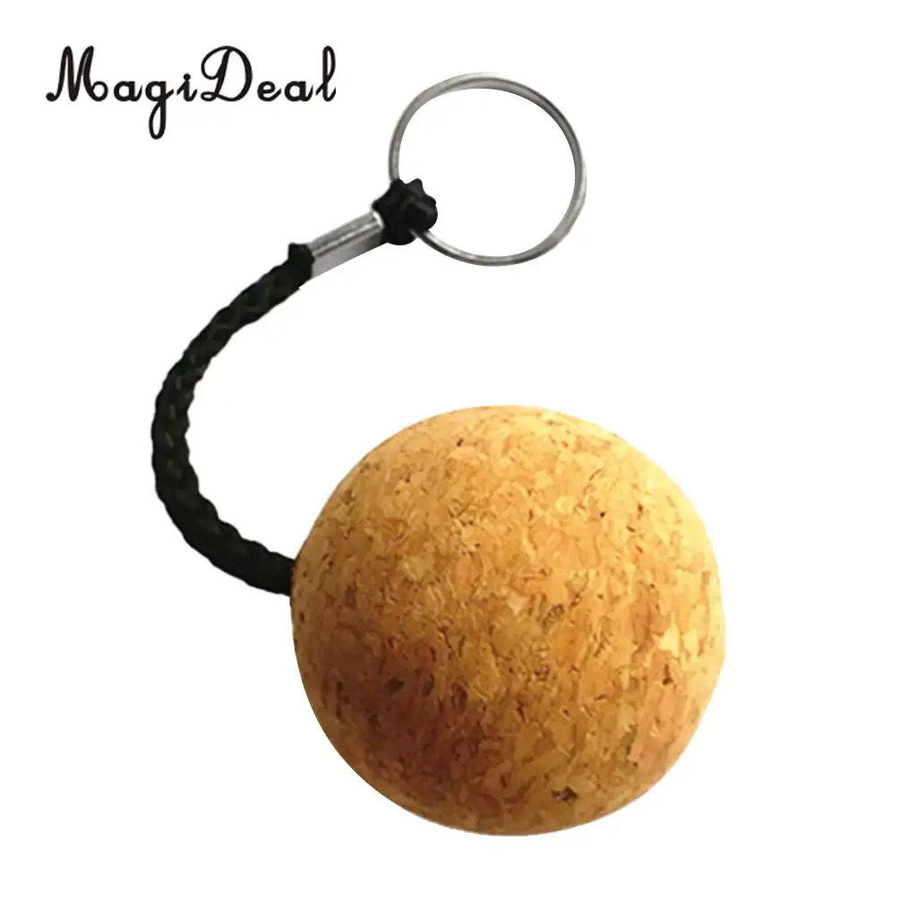 MagiDeal 6Pcs Wooden Ball Floating Cork Water Ball Buoyant Keyring with Cord and Ring for Kayak Boat Yachting Water Sports
