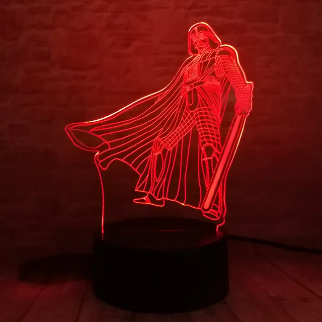 3D USB Star Wars Darth Vader Guerrero Negro lámpara de mesa 7 colores Visual LED estado de ánimo oscurecimiento sueño iluminación noche luz niños juguetes regalo - Imagen 3