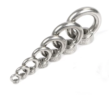 

(50PCS/LOT) SUS304 Metric Thread M3 M4 M5 M6 M8 Marine Stainless Steel Lifting Eye Nut Rings Bolts Thread Silver A2-70 fastener
