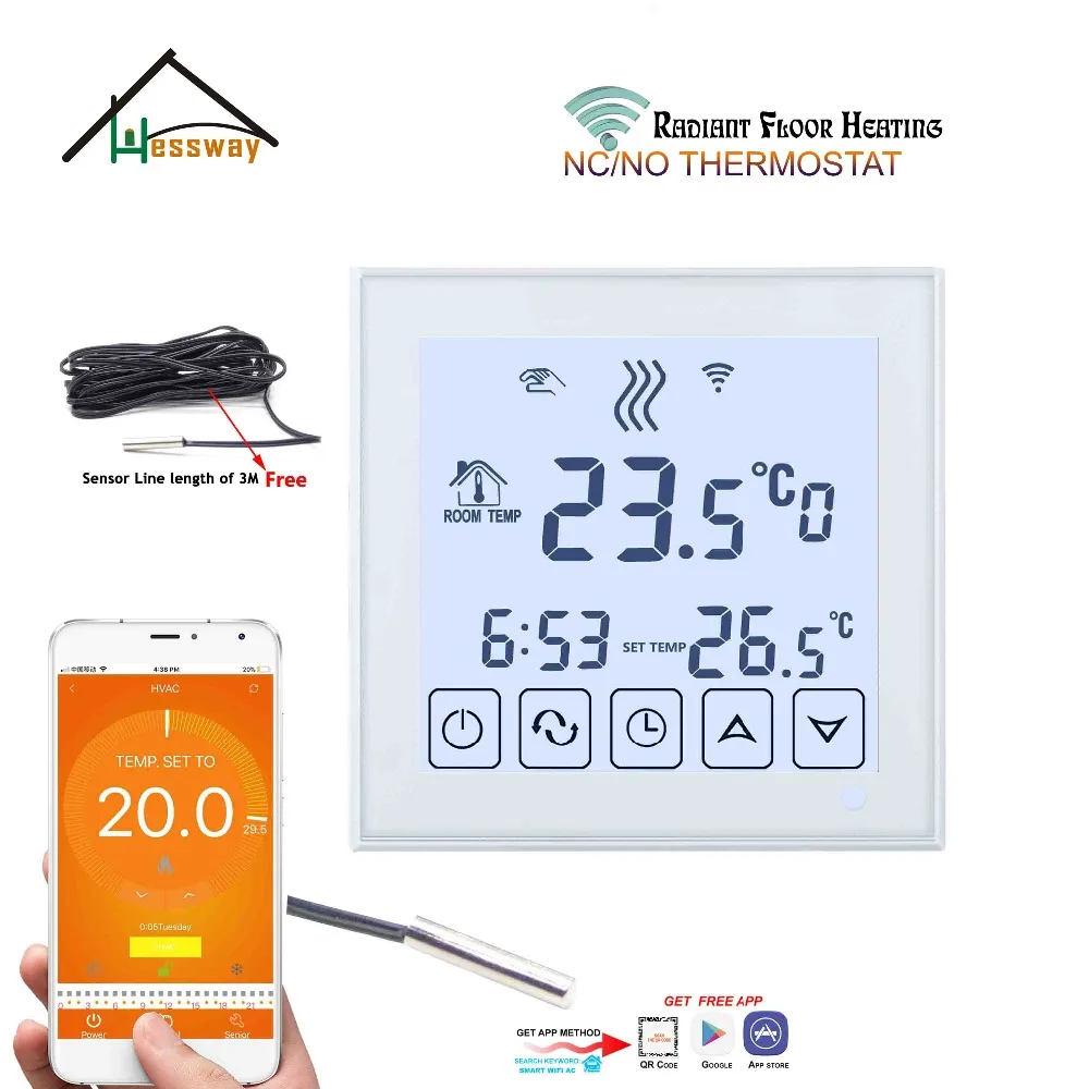 ЕС крепление двойной сенсор умный пол Отопление термостат Wi-Fi нет, NC 3A для белый черный опционально