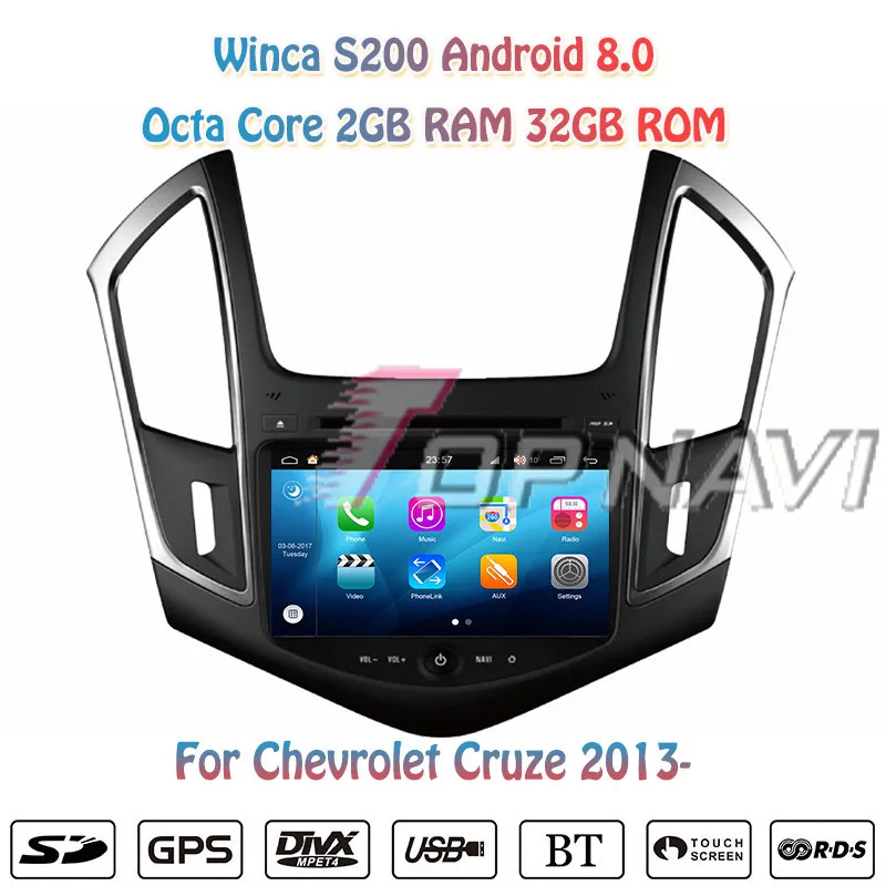 Автомобильный DVD-плеер Topnavi 8 дюймов Восьмиядерный процессор S200 Android 0 для Chevrolet Cruze
