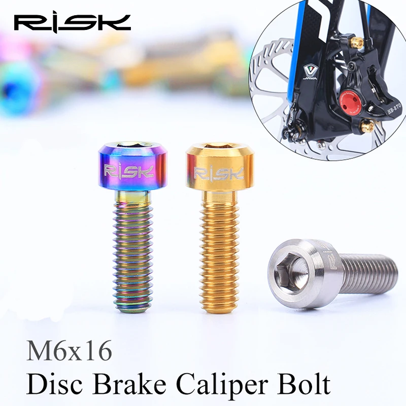 4pcs M6x16 Titanium Alloy Bicycle Disc Brake Caliper Bolt Brake Bolt Mountain Bike Oil Disc