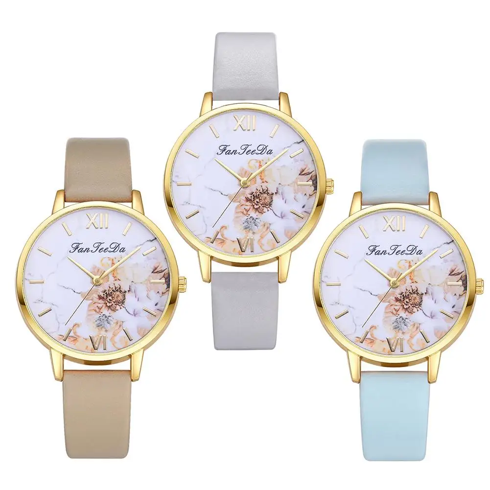 Women Fashion Fresh Relogio Feminino Color Flower Print Roman Number Analog Quartz Wrist Watch Reloj Hombre huismerk kopen in de aanbieding Women Fashion Fresh Relogio Feminino Color Flower Print Roman Number Analog Quartz Wrist Watch Reloj Hombre huismerk kopen in de aanbieding