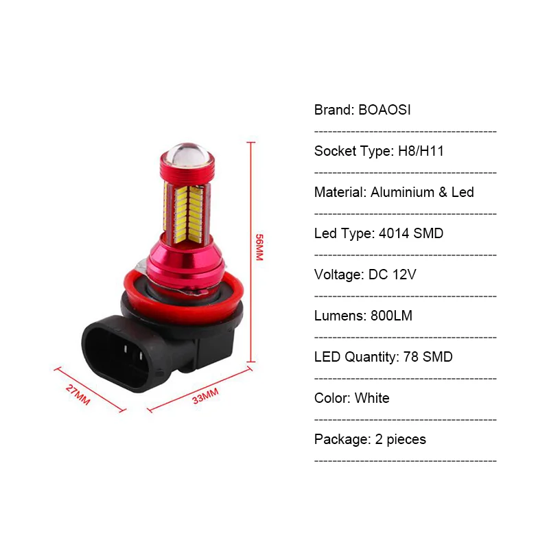 BOAOSI 2x H8 H11 Светодиодный samsung 4014 SMD СВЕТОДИОДНЫЙ Автомобильный противотуманный фонарь DRL лампа+ Canbus декодеры без ошибок для Audi A3 A4 A5 S5 A6 Q5 Q7 TT