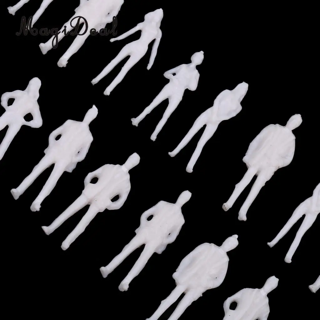 MagiDeal 20Pcs 1/75 HO Scale Unpainted Model People Architectural Figure Miniature Human Plastic Scene Simulation for Layout