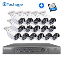H.265 16CH 2MP 5MP POE NVR видеонаблюдения Системы 16 шт. ИК Открытый 1080 P аудио запись IP Камера P2P комплект видеонаблюдения 4 ТБ