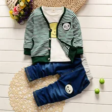 3 Couleurs Enfants de Vêtements Ensemble 2016 Nouveau Automne Garçon Vêtements Enfant Enfants Garçons 3 pcs Manteau T-shirt Pantalon de Bande Dessinée ours