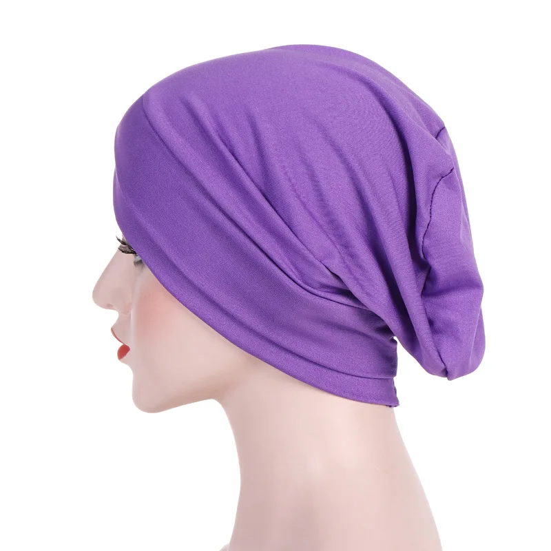 Muslim Fashion Women's Hijabs Elastic Cloth Cotton India Cap Cross Scarf Inner Hijab Cap Headband Turban Head Scarf Headwrap