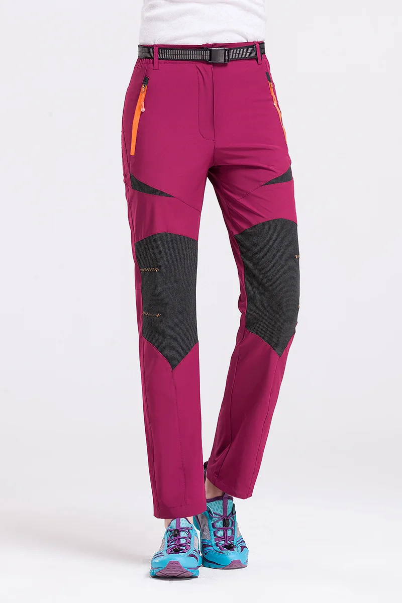 Aufdiazy Лето 4XL женские быстросохнущие походные брюки для улицы водонепроницаемые женские тонкие треккинговые брюки для альпинизма походные брюки JW009 - Цвет: Red