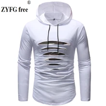 Long sleeve hooded men t shirt spring summer T-shirt men Longline curved hem casual slim t-shirt streetwear tops Tees curved hem sequin ice cream t shirt