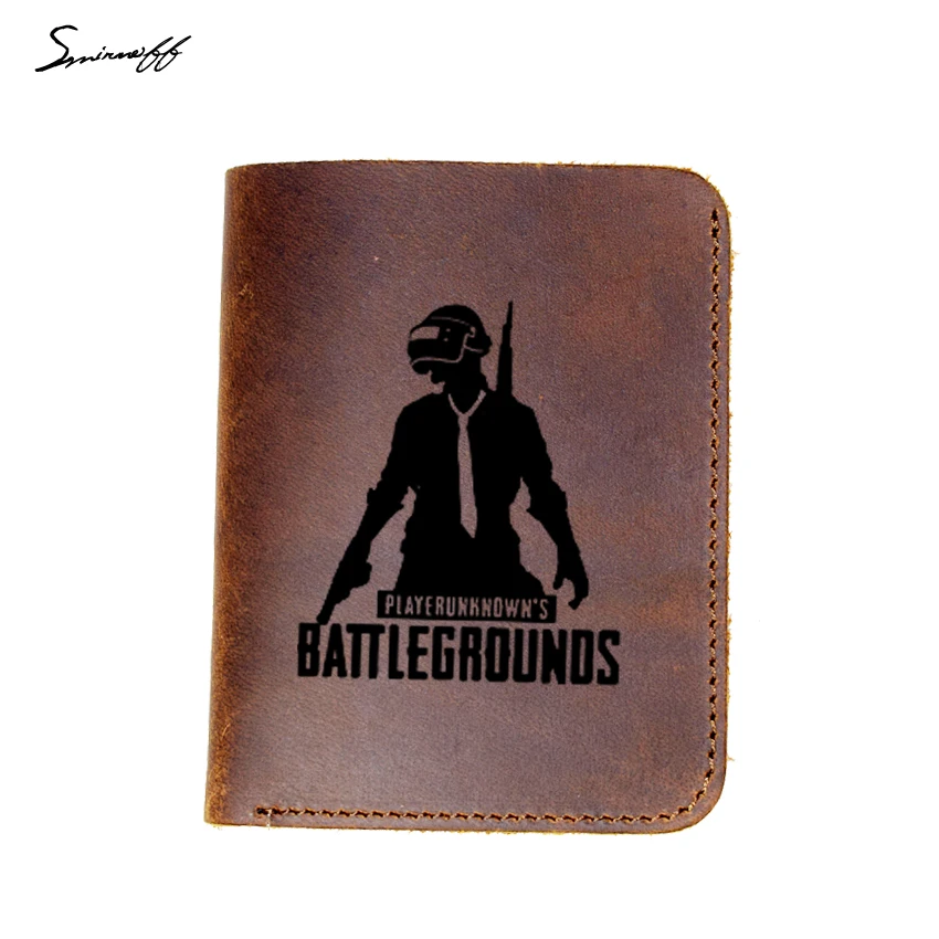 PUBG Genuine Leather Wallet Men Laser Engraved Cool 
