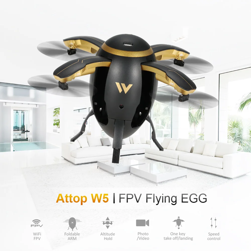 

Attop W5 Flying Egg Drone WIFI FPV Foldable RC Quadcopter with 0.3M Camera Altitude Hold