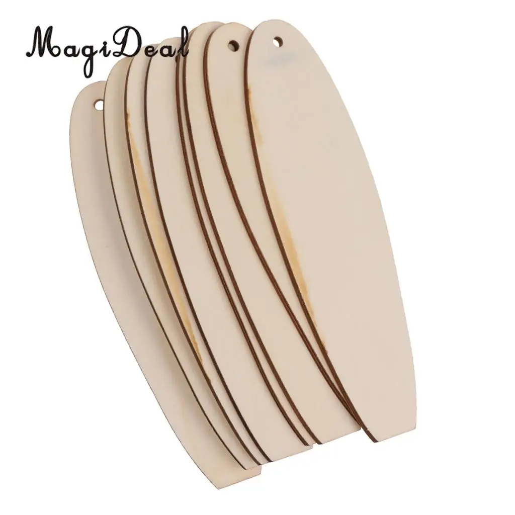 MagiDeal Handmade Natural Style 8Pcs Unfinished Wooden Surfboard Shape Crafts Cut Outs Scrapbooks DIY Halloween Festival Decor