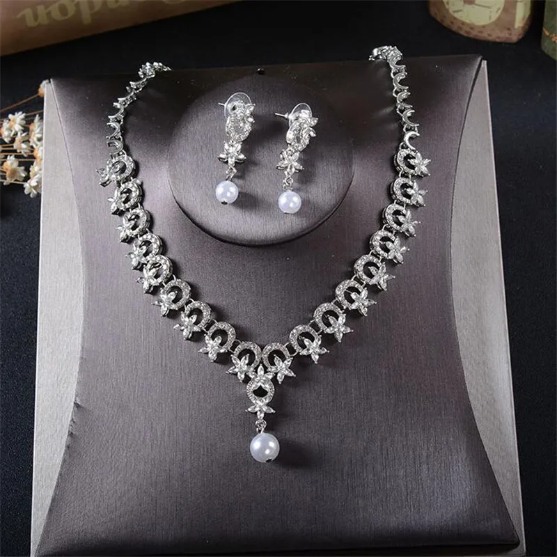 Cc Jewelry Bridal Sets Wedding Necklace Earring Bracelet Set Cc Jewelry Bridal Sets Wedding Necklace Earring Bracelet Set Pearl Party Accessories For Women Engagement Tl211 In From