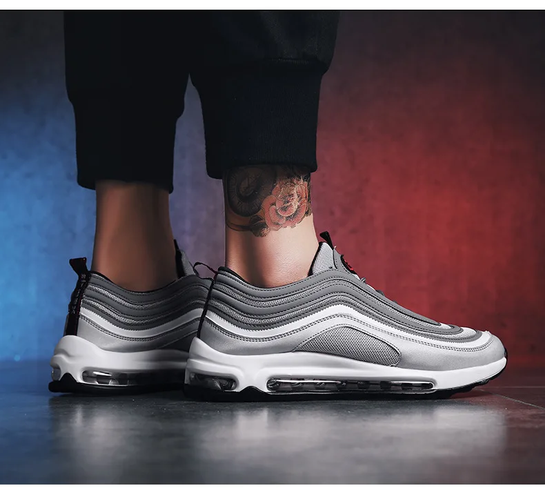 New popular spring and autumn men's movement shoes mesh leather breathable air cushion sneakers trend fashion wild men's shoes