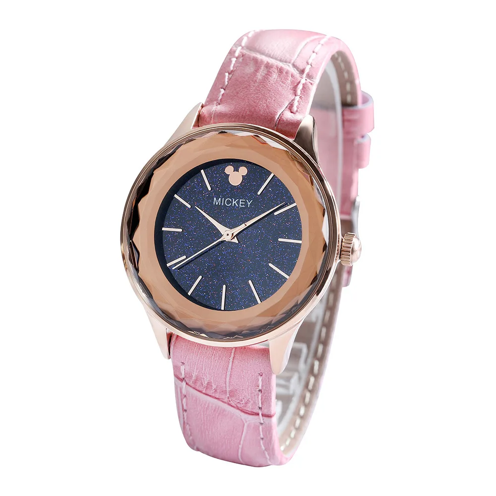 

women's watch Disney brand Mickey mouse womens wristwatches quartz genuine leather ladies clocks woman watches waterproof