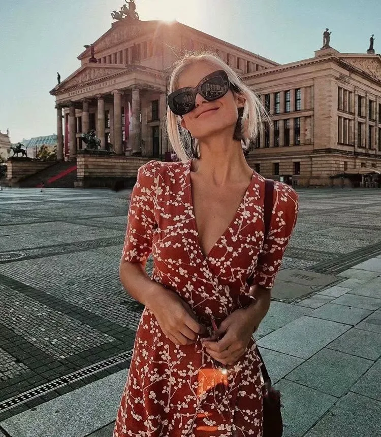 

2019 Summer Women Korean Elegant Vintage Dress Causal Short Sleeve Boho Beach Dress Sexy Wrap Long Dress Vestidos