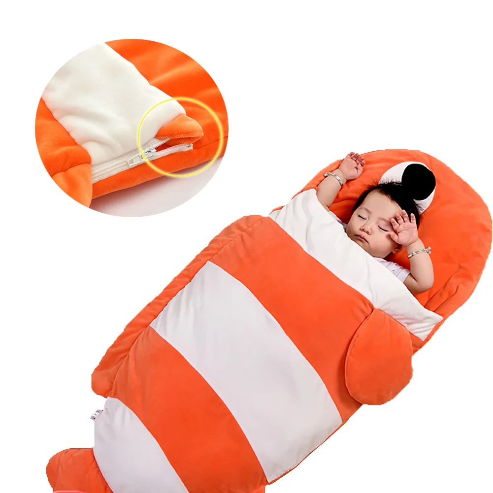 Спальный мешок для малышей осень-зима рыбок анти-ногами детей Стёганое одеяло хлопок флис подушка коврик детское постельное белье