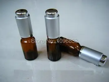 

10ML Amber Glass Bottle, 10g Brown Essential Oil Vial, Glass Dropper Bottle, Burette Bottle, Silver Pump Brown Bottle, 40pcs/Lot