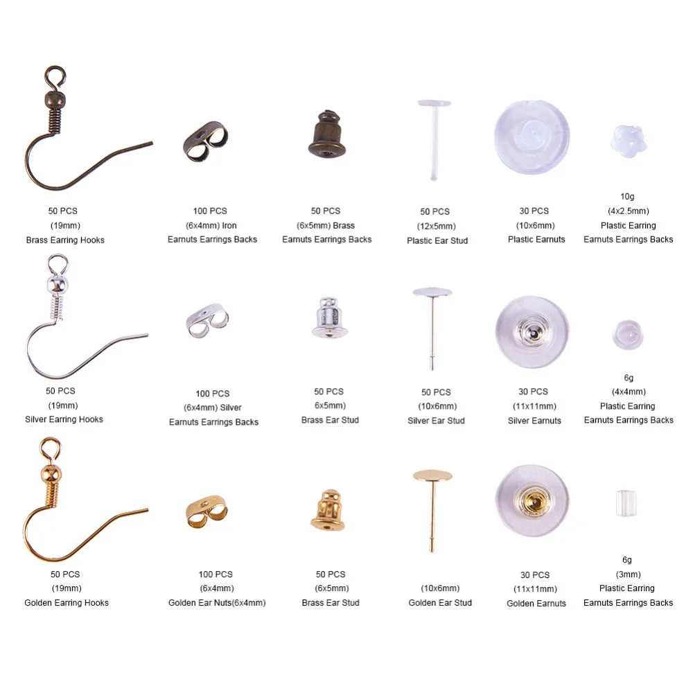 شحن مجاني! مجوهرات النتائج أداة مجموعة ، القرط الاكسسوارات اليدوية المواد أقراط المطاط الأذن كاب المقابس تحلق القرص سدادة الأذن