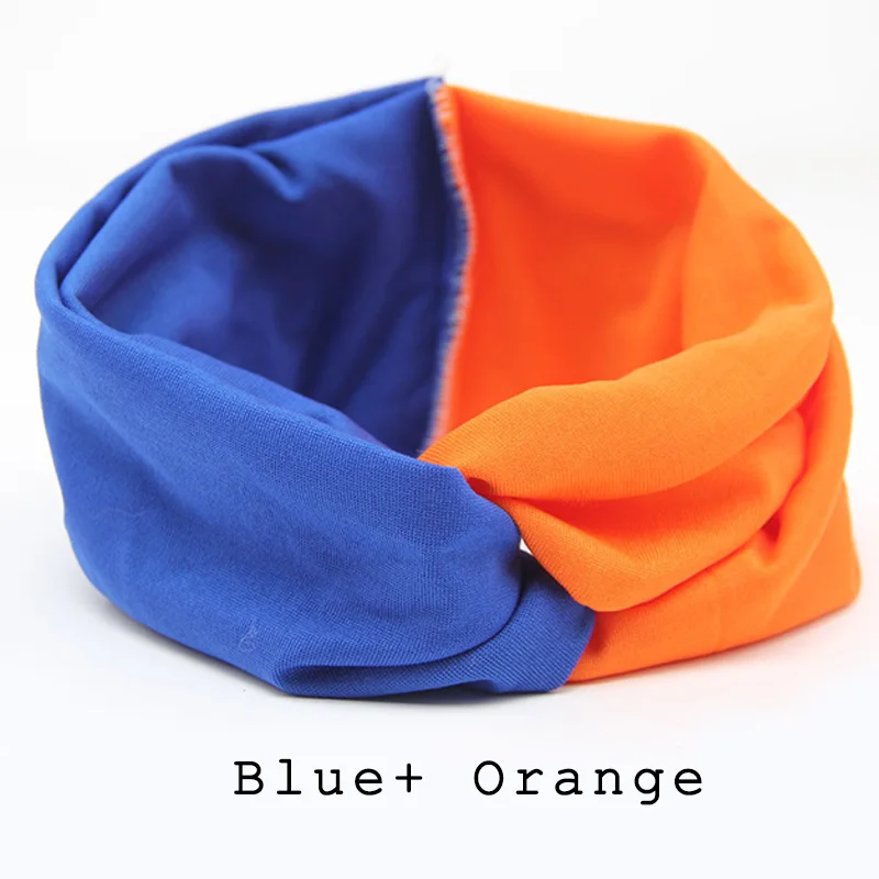 Твист Тюрбан повязка на голову для женщин аксессуары для волос Стрейчевые заколки для девочек головные уборы спортивные повязки Повязка На Голову Бандана - Цвет: Blue Orange