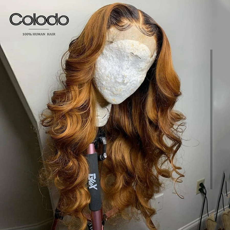 COLODO Preplucked 1B/27 волнистые парики для волос Remy бразильские волосы Безглютеновые медовые светлые Омбре человеческие волосы парики для черных